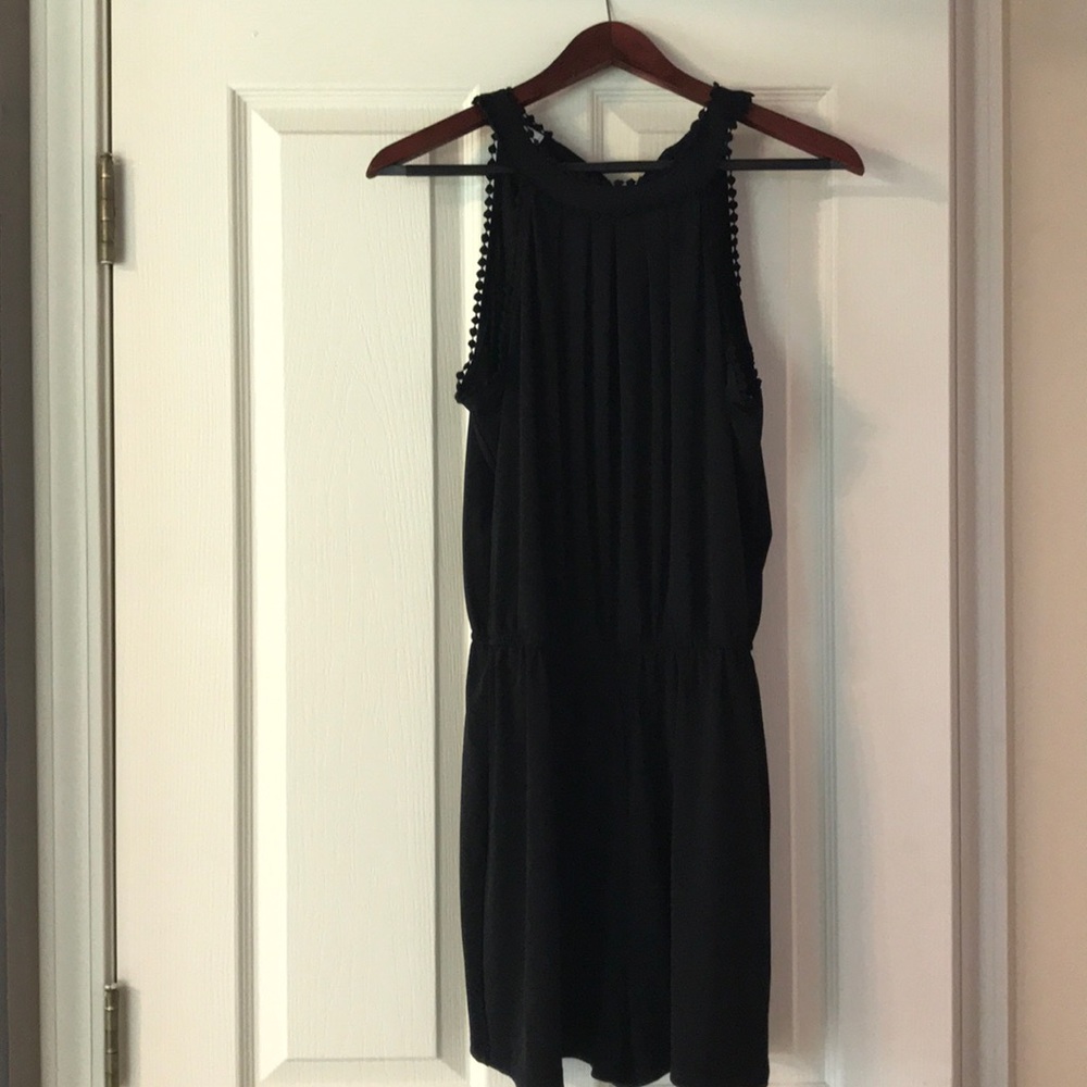 NWOT Black Romper with Crochet Detail